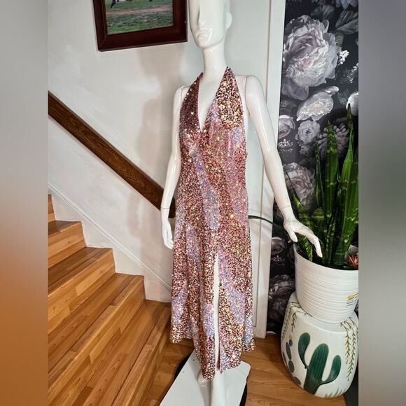 Free People Glitter & Gold Midi dress/ size S/P - Picture 5 of 9
